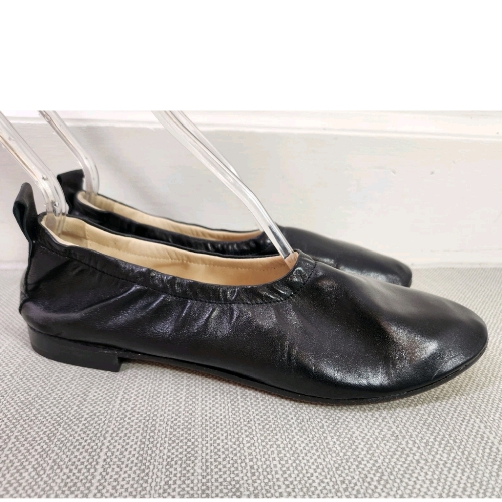 ASKA Size 40 Black Leather Ballet Flats Slip On Shoes Made In ITALY Women